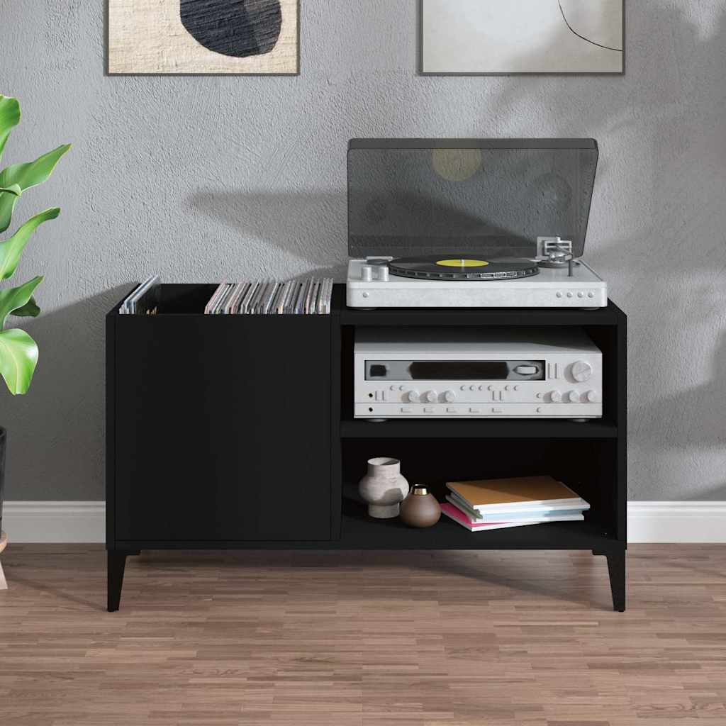 Vinyl record cabinet, black, 84.5x38x48cm, wood