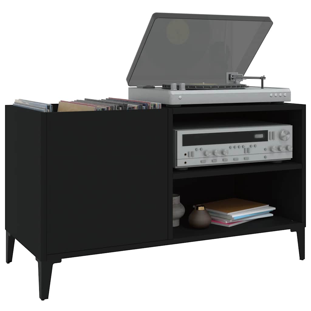 Vinyl record cabinet, black, 84.5x38x48cm, wood