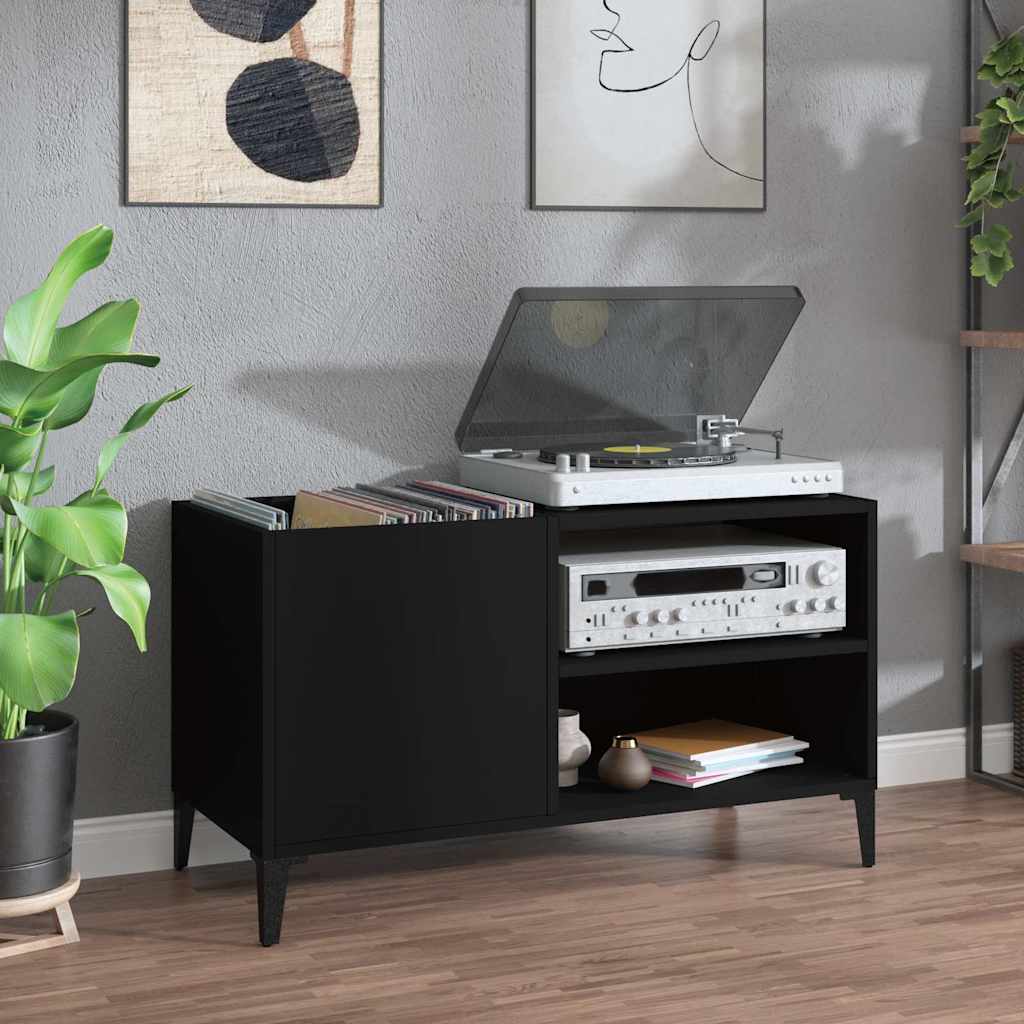 Vinyl record cabinet, black, 84.5x38x48cm, wood