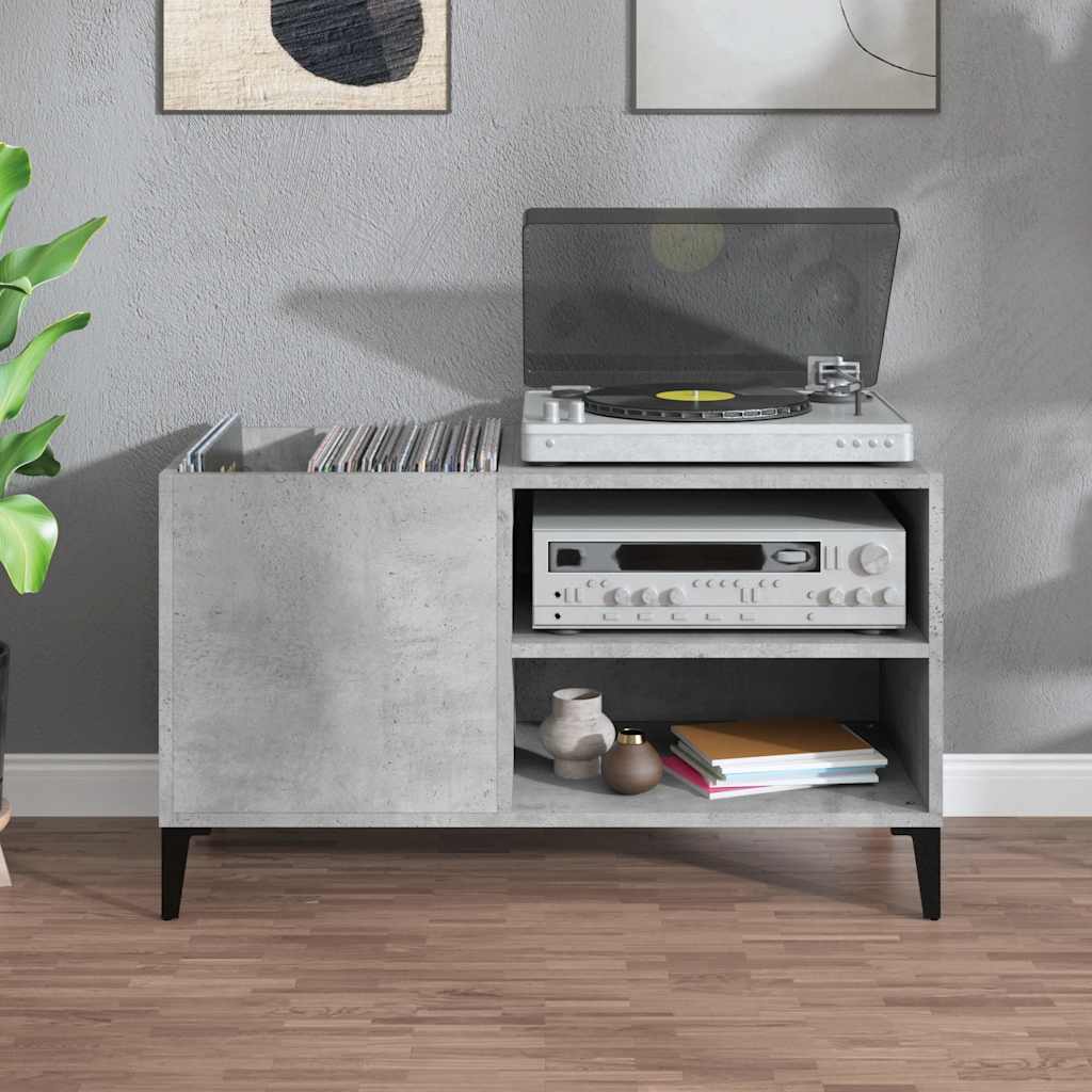 Vinyl record cabinet, concrete, 84.5x38x48cm, wood