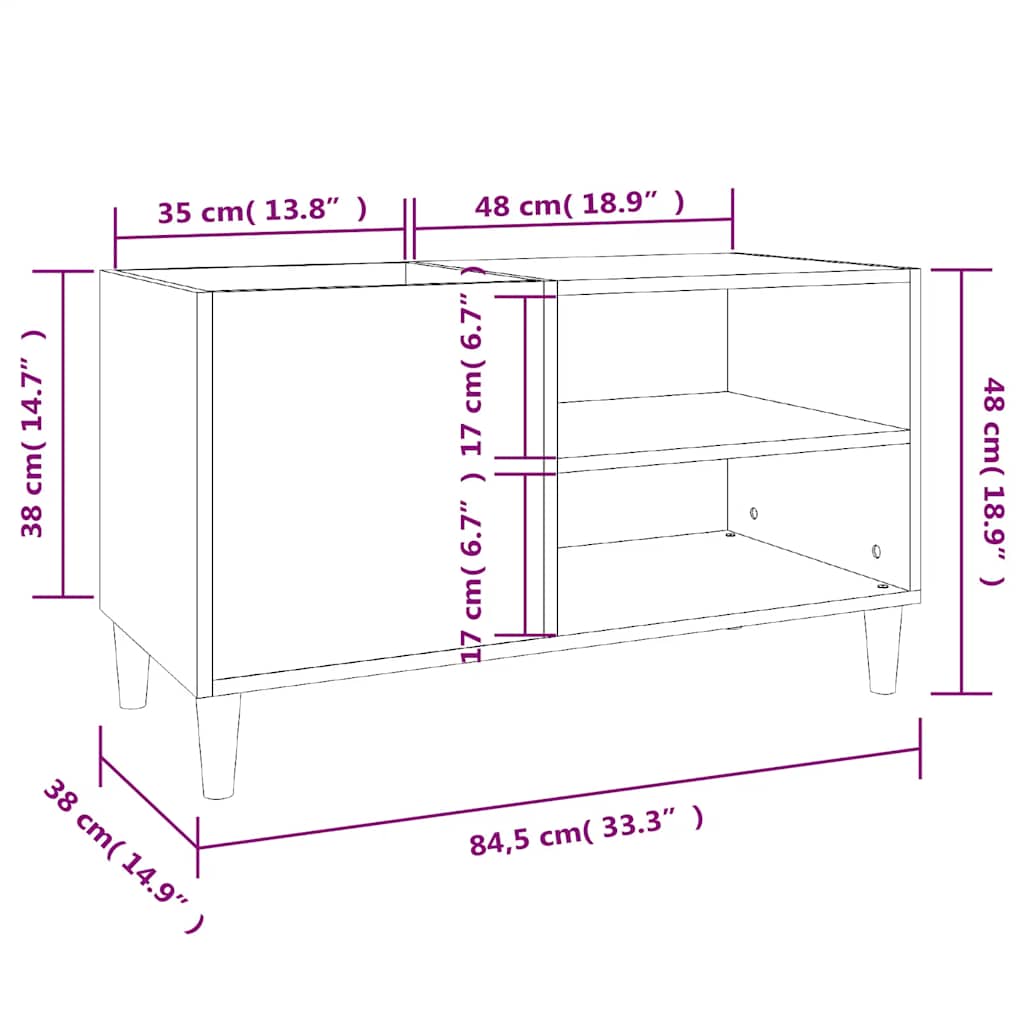 Vinyl record cabinet, concrete, 84.5x38x48cm, wood