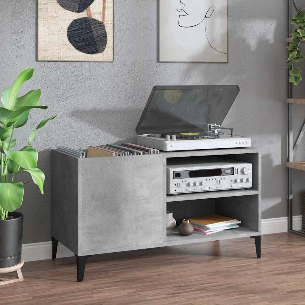 Vinyl record cabinet, concrete, 84.5x38x48cm, wood