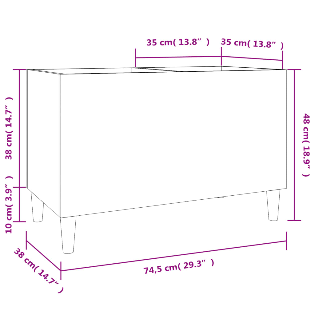 Vinyl record cabinet, white, 74.5x38x48cm, wood