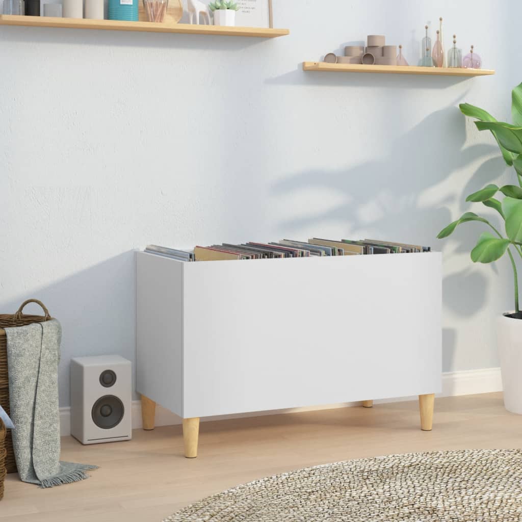 Vinyl record cabinet, white, 74.5x38x48cm, wood
