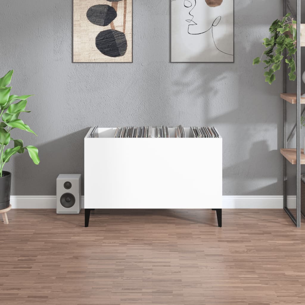 Vinyl record cabinet, white, 74.5x38x48cm, wood