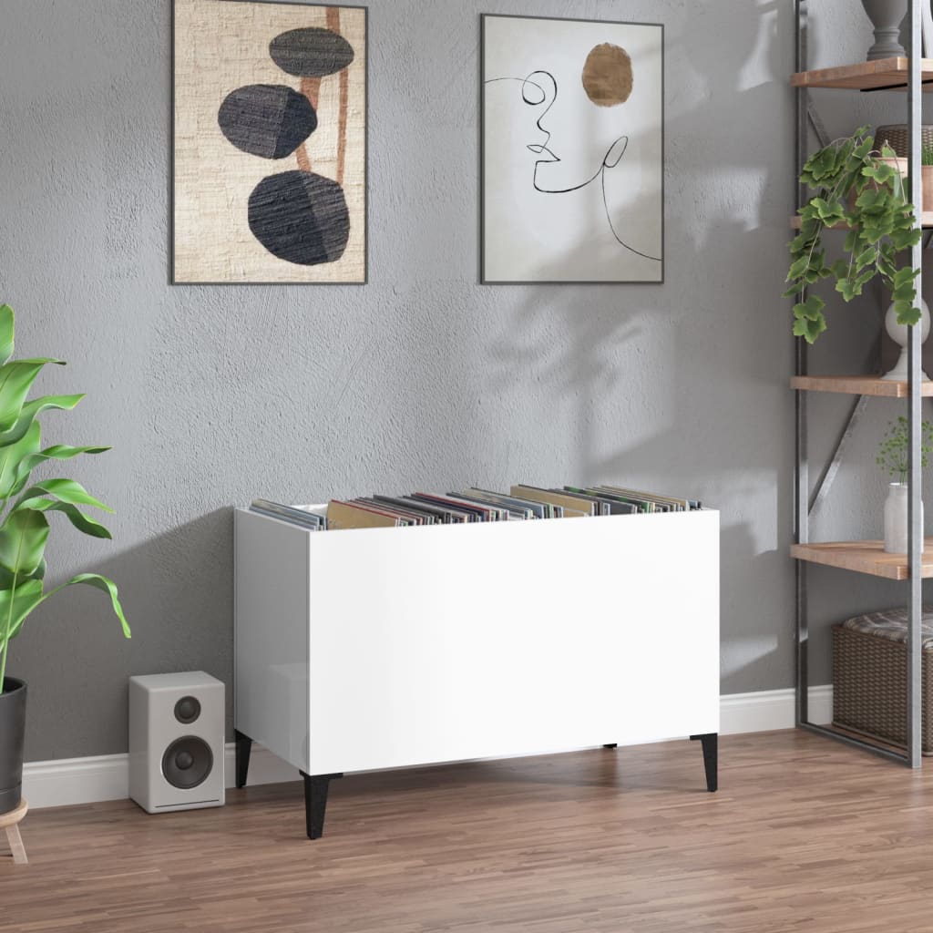 Vinyl record cabinet, white, 74.5x38x48cm, wood