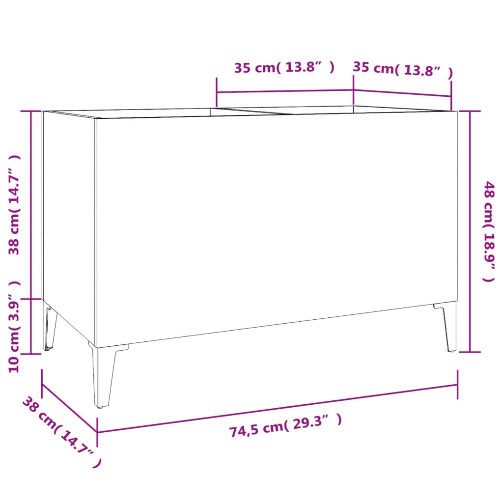 Vinyl record cabinet, concrete, 74.5x38x48cm, wood