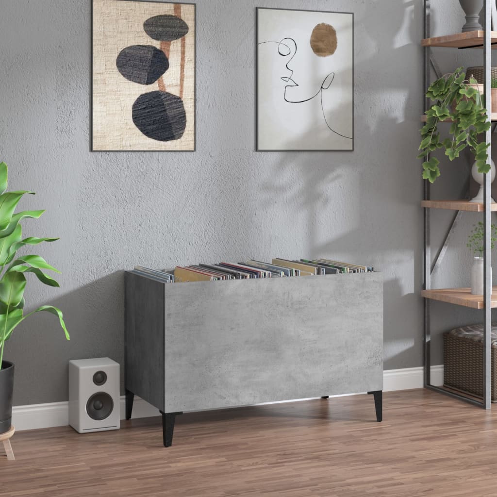 Vinyl record cabinet, concrete, 74.5x38x48cm, wood