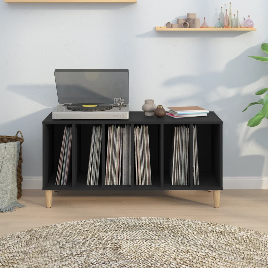 Vinyl record cabinet, black, 100x38x48cm, wood