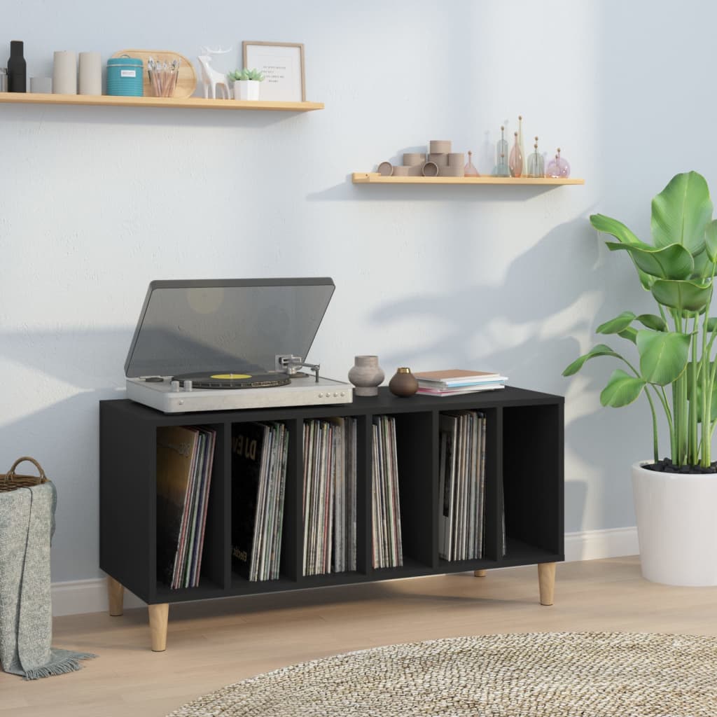 Vinyl record cabinet, black, 100x38x48cm, wood