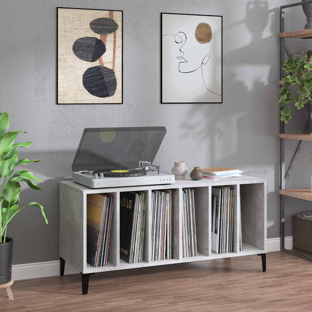 Vinilinių plokštelių spintelė, betono, 100x38x48cm, mediena