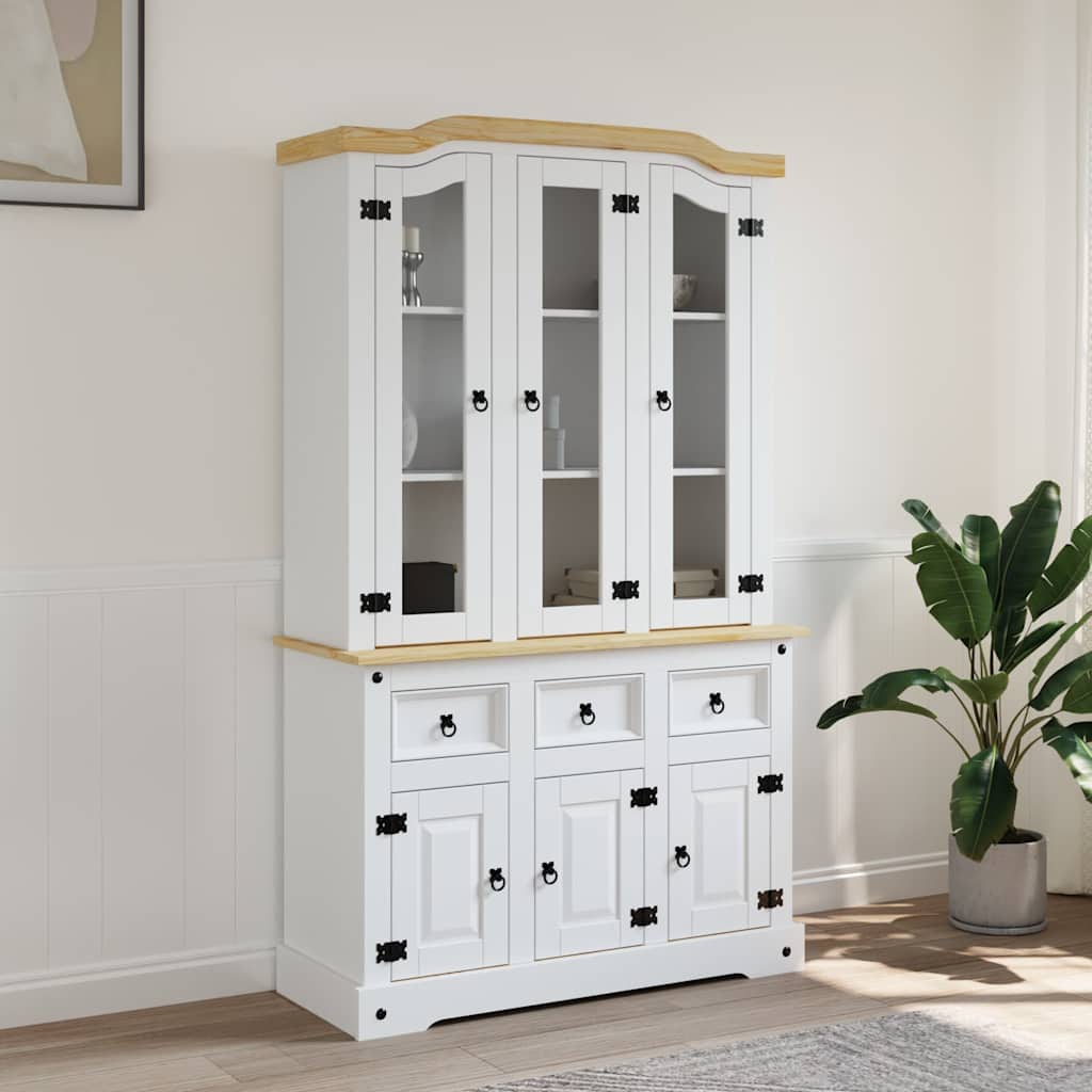 Kumode Corona, balta, 112x43x196cm, meksikāņu priede