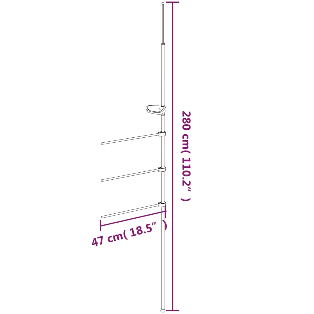 Towel rack, 47x280cm, aluminum