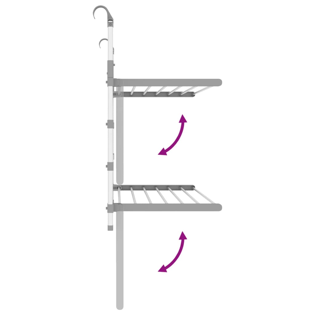 Laundry dryer for balcony, 89x25x(60–95)cm, aluminum