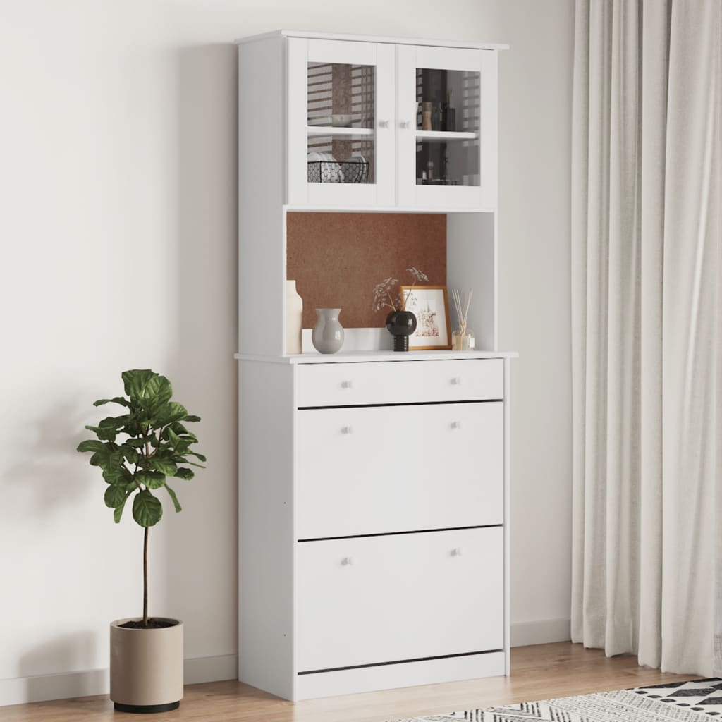 Kumode ALTA, balta, 77x35x188cm, priedes masīvkoks