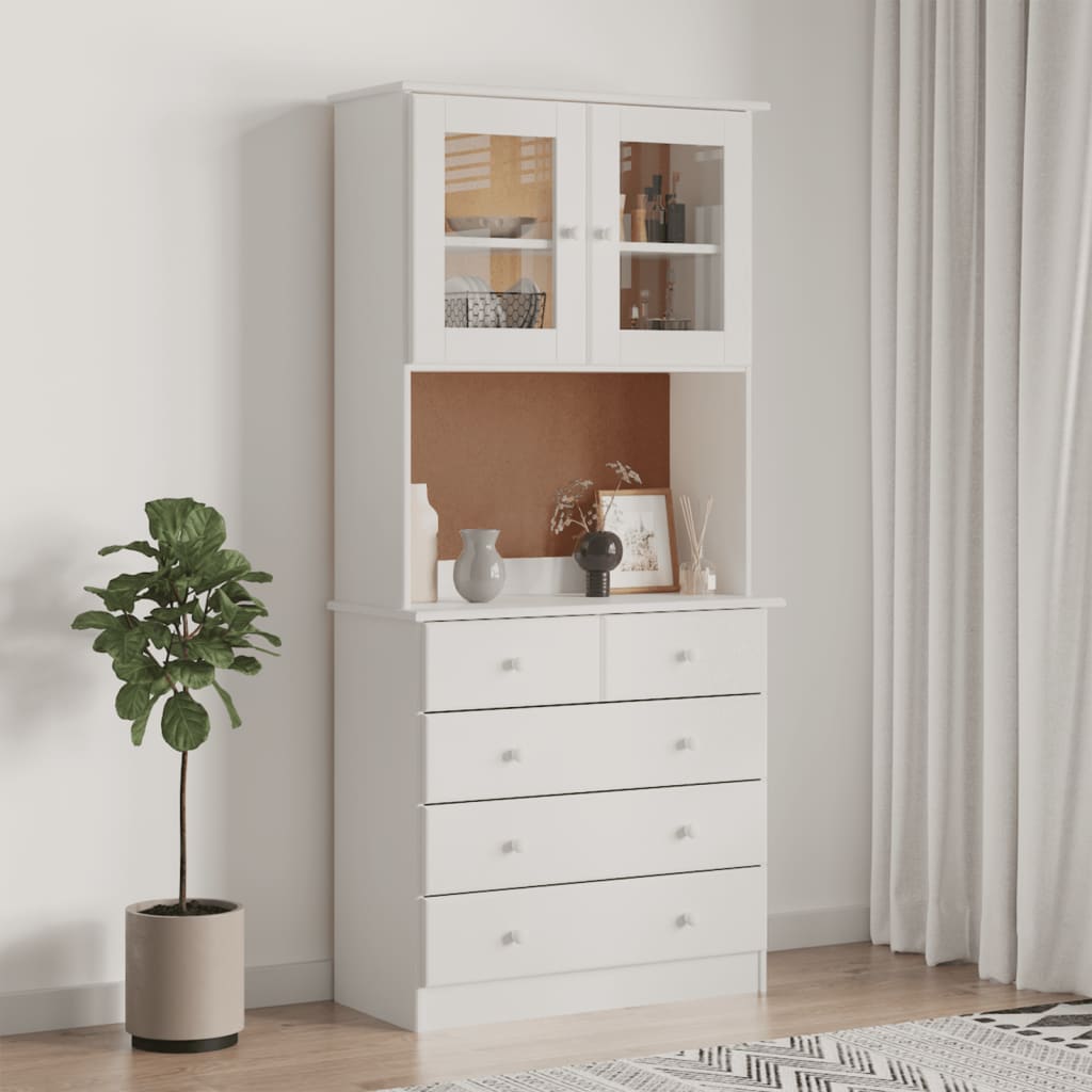 Kumode ALTA, balta, 77x35x165cm, priedes masīvkoks