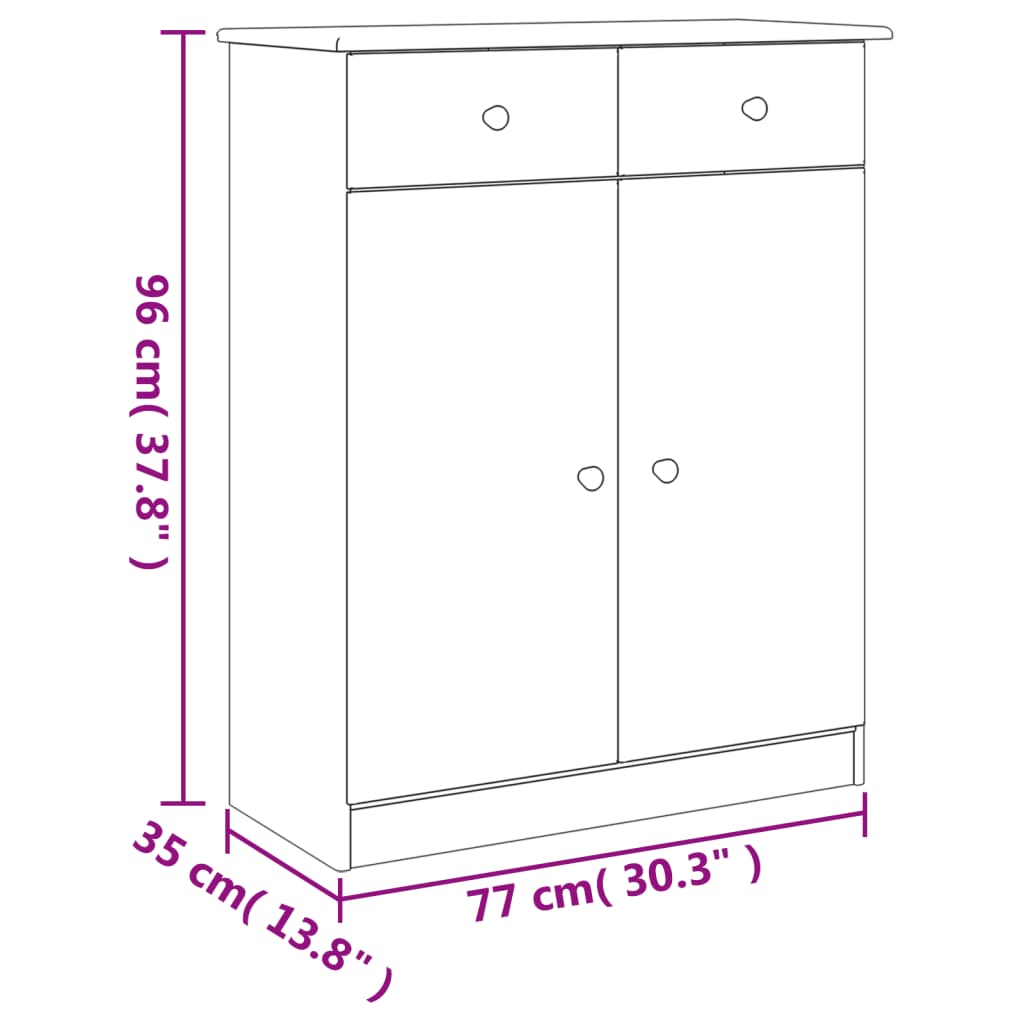 Shoe cabinet ALTA, 77x35x96cm, solid pine