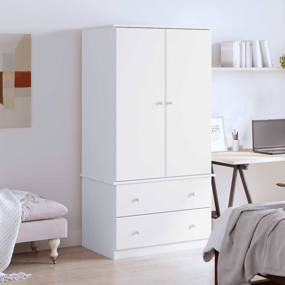 Wardrobe ALTA, white, 90x55x170cm, solid pine
