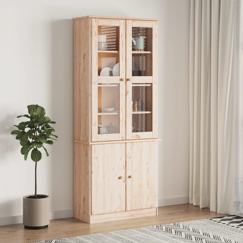 Glass display cabinet ALTA, 77x35x186.5cm, pine