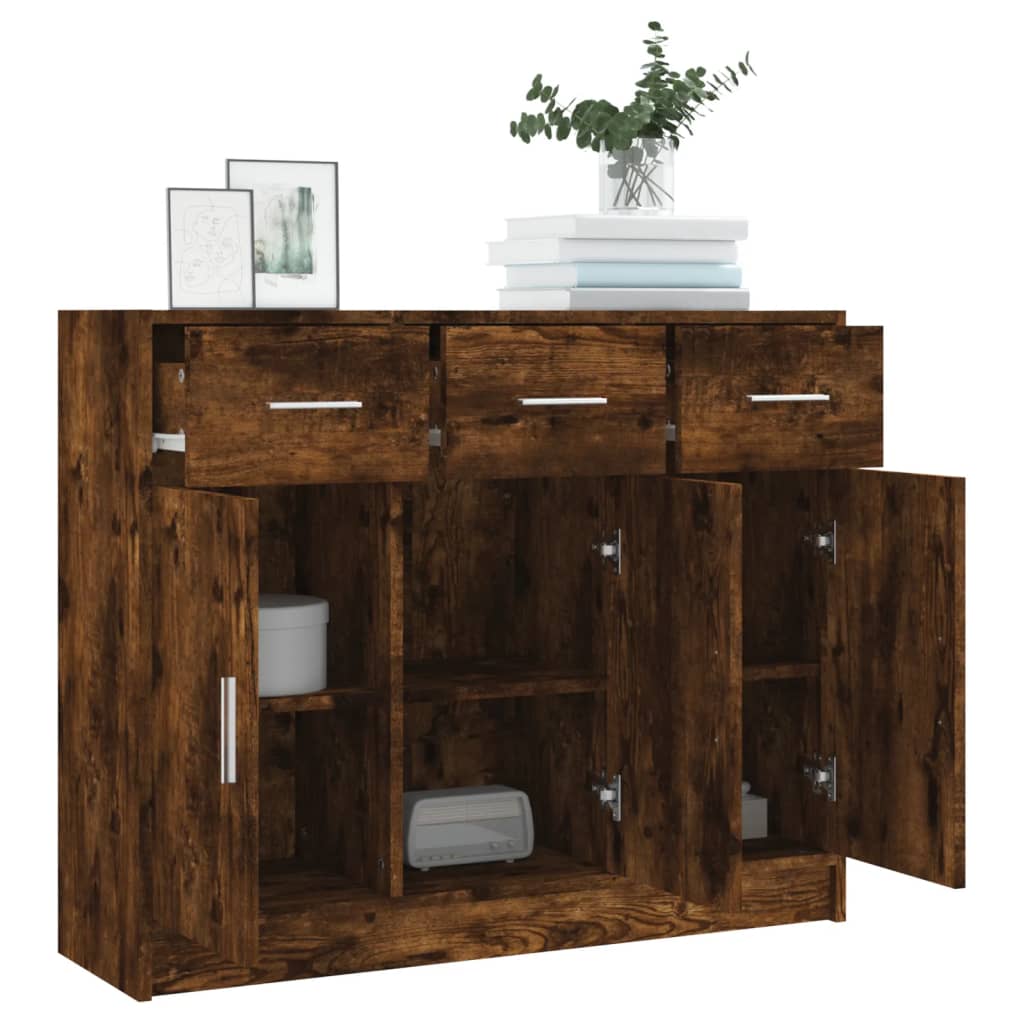 Sideboard, smoky oak, 91x28x75cm, engineered wood