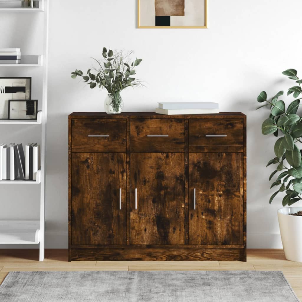 Sideboard, smoky oak, 91x28x75cm, engineered wood