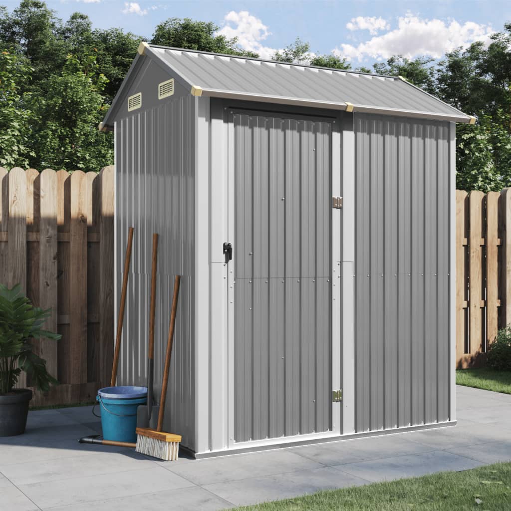 Garden shed, light grey, 192x152.5x237cm, steel