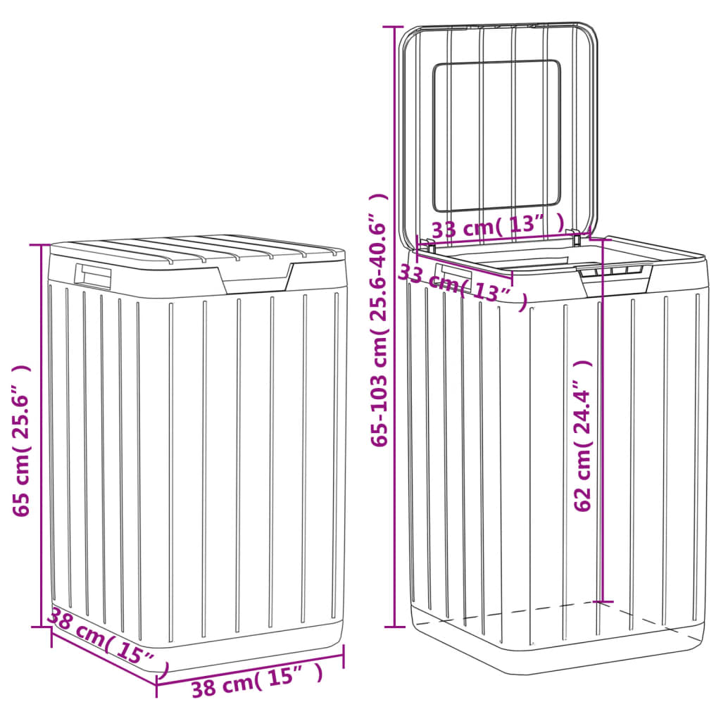 Outdoor bin, anthracite, 38x38x65cm, PP