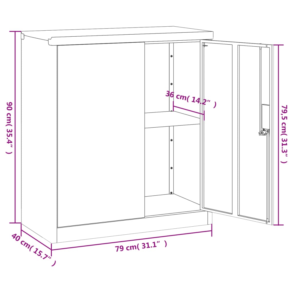 Document cabinet, black, 79x40x90cm, steel