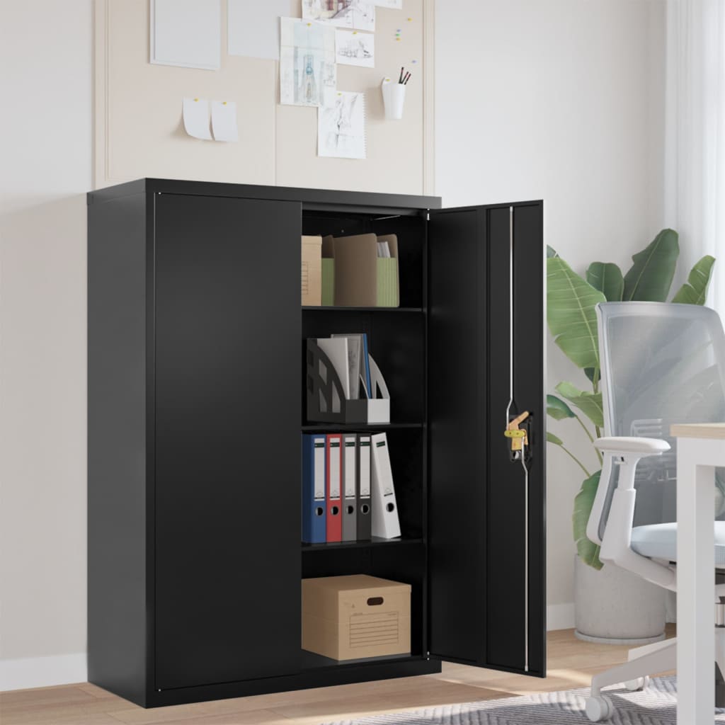 Document cabinet, black, 90x40x140cm, steel