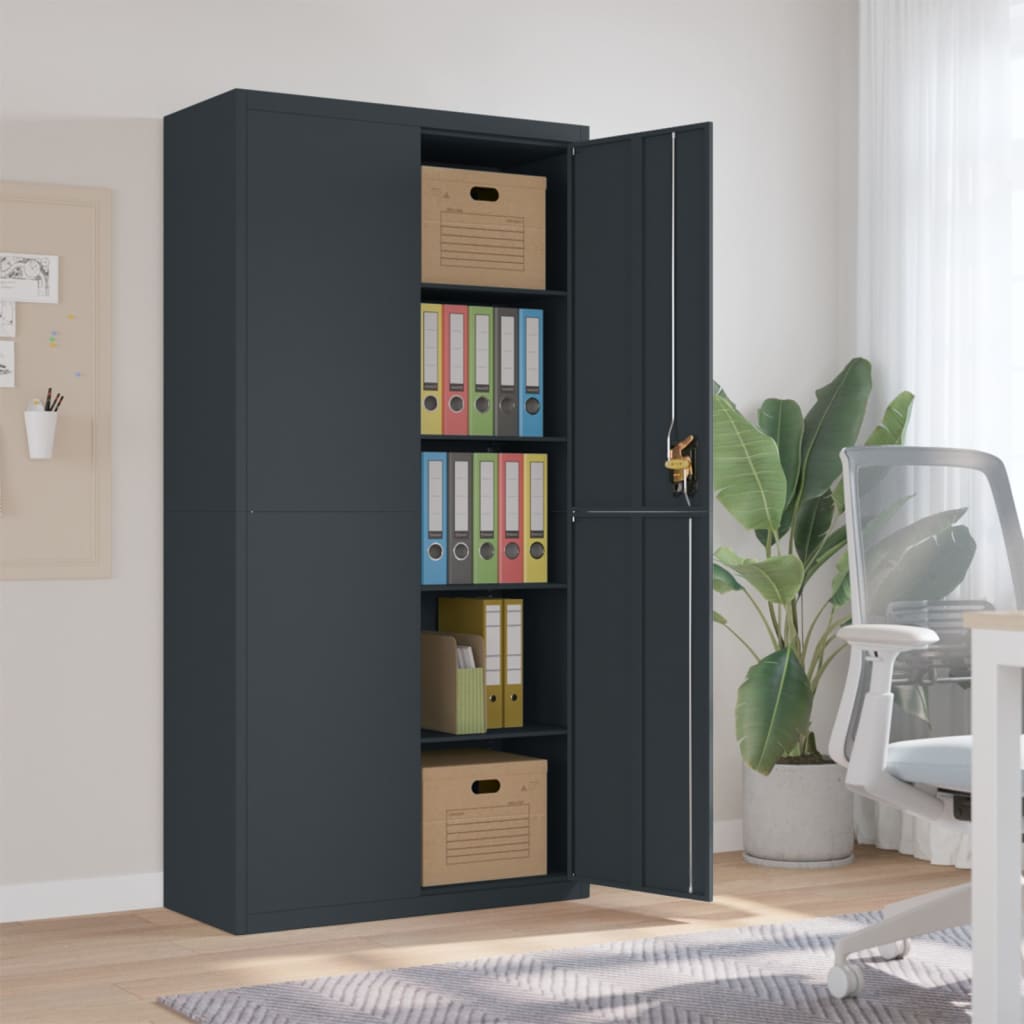 Filing cabinet, anthracite, 90x40x180cm, steel