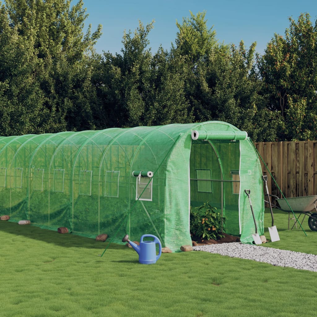 Šiltnamis su plieno rėmu, žalios spalvos, 20x2x2m, 40m²