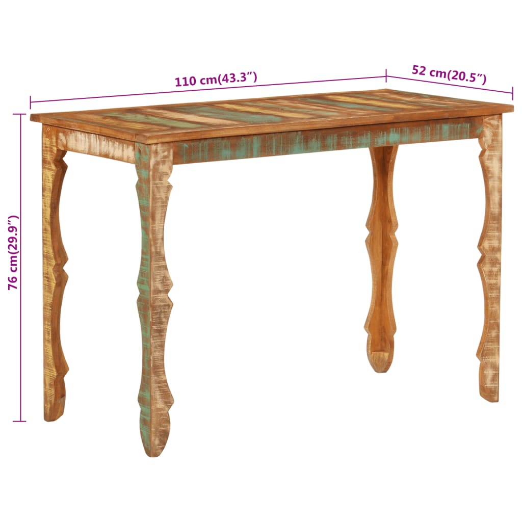 Dining table, 110x52x76cm, reclaimed solid wood