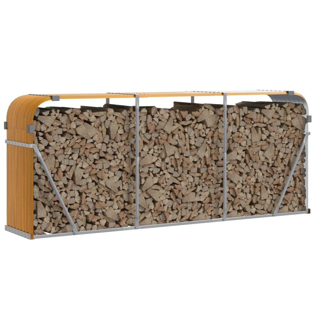 Log rack, wood-look, 234x45x100cm, galvanized steel