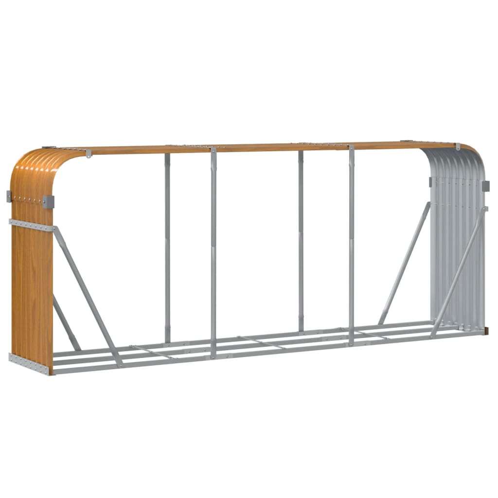 Log rack, wood-look, 234x45x100cm, galvanized steel