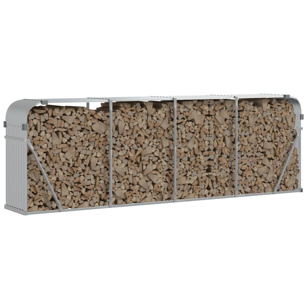 Firewood rack, silver, 300x45x100cm, galvanised steel