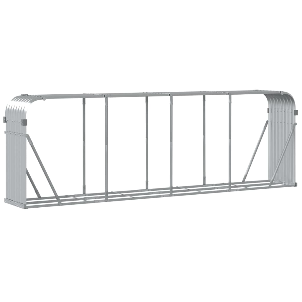 Firewood rack, silver, 300x45x100cm, galvanised steel
