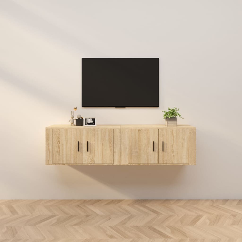 Sienas TV skapīši, 2 gab., ozolkoka, 80x34,5x40 cm
