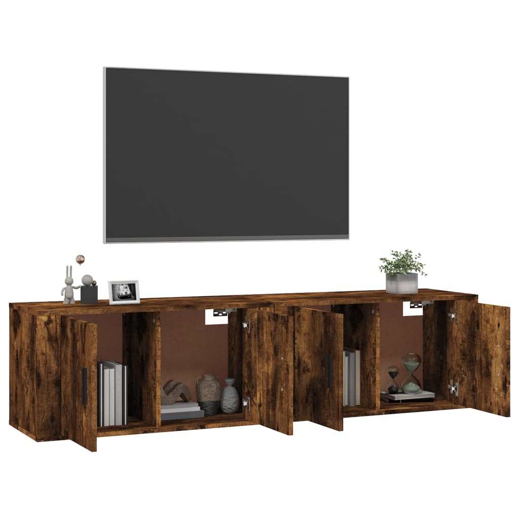 Wall-mounted TV cabinets, 2 pcs., smoky oak, 80x34.5x40cm