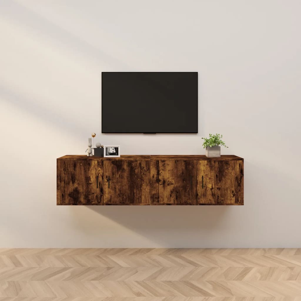 Wall-mounted TV cabinets, 2 pcs., smoky oak, 80x34.5x40cm