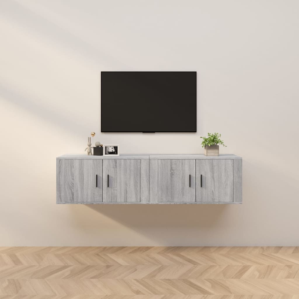 Sieninės TV spintelės, 2vnt., pilkos ąžuolo, 80x34,5x40cm