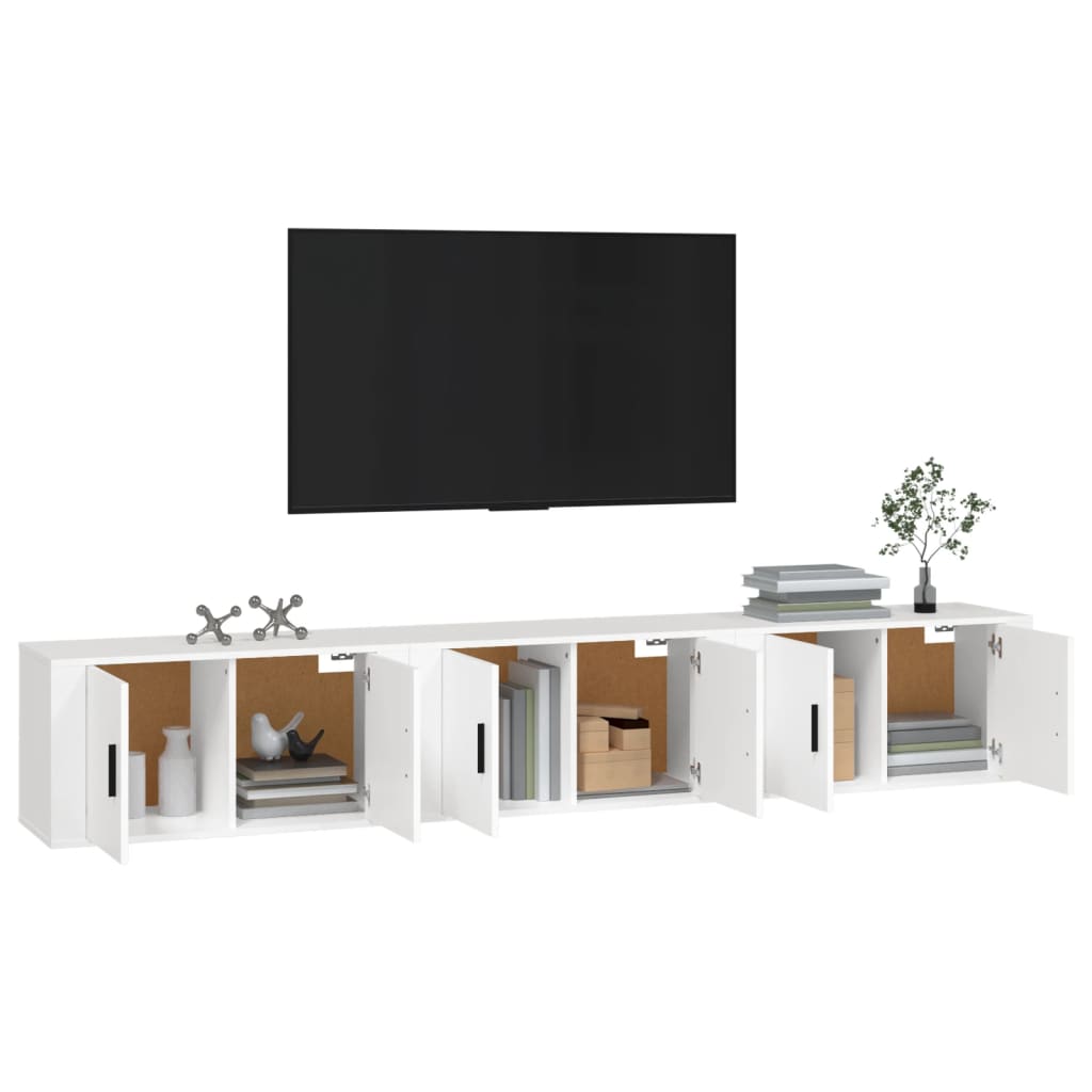 Wall-mounted TV cabinets, 3 pcs., white, 80x34.5x40cm