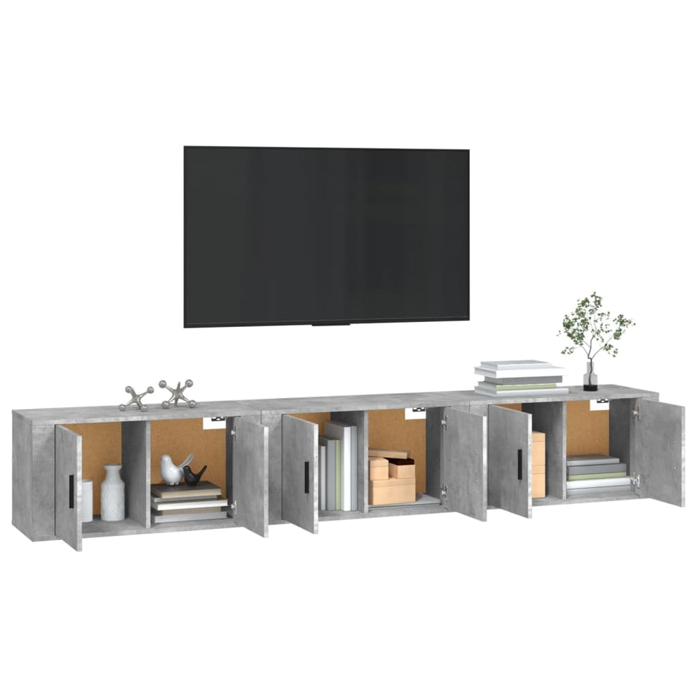 Sieninės TV spintelės, 3vnt., betono pilkos, 80x34,5x40cm