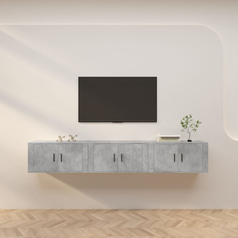 Sieninės TV spintelės, 3vnt., betono pilkos, 80x34,5x40cm