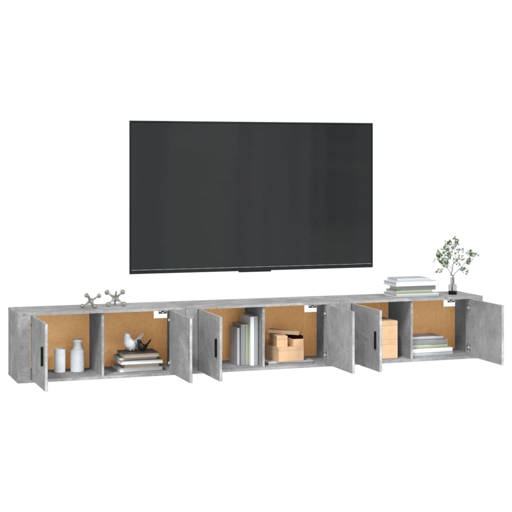 Sieninės TV spintelės, 3vnt., betono pilkos, 100x34,5x40cm
