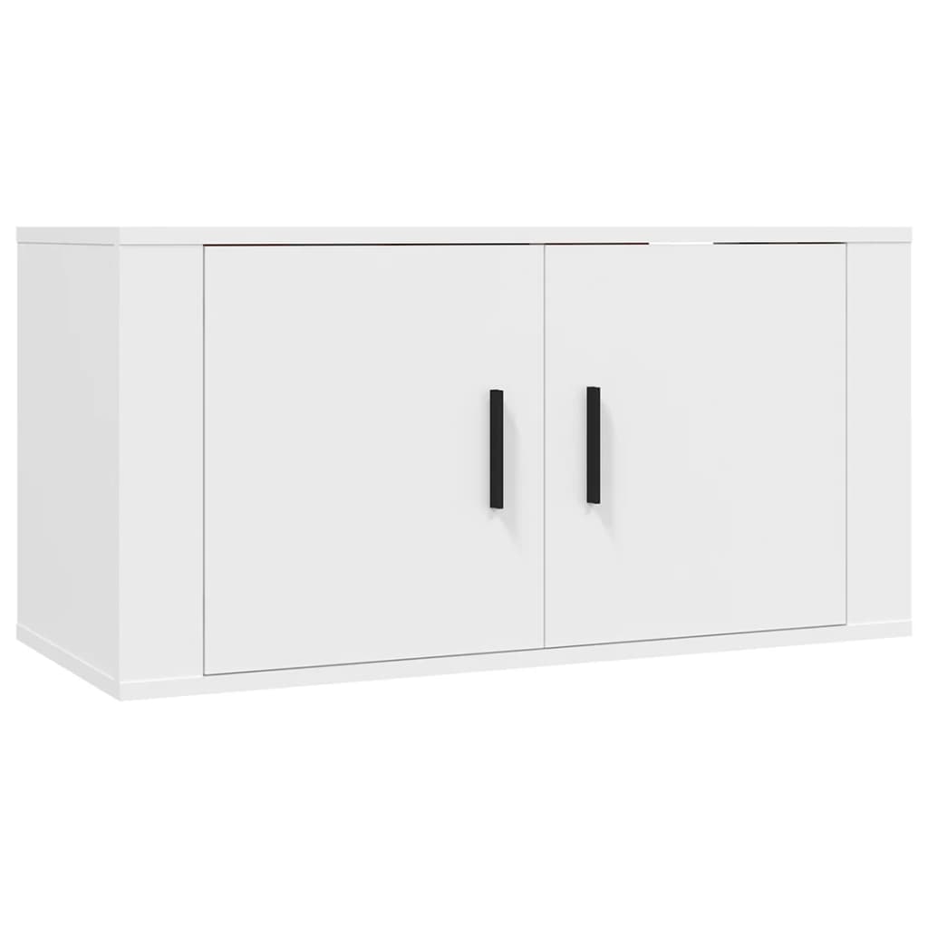 TV cabinet set, 3-piece, white, wood