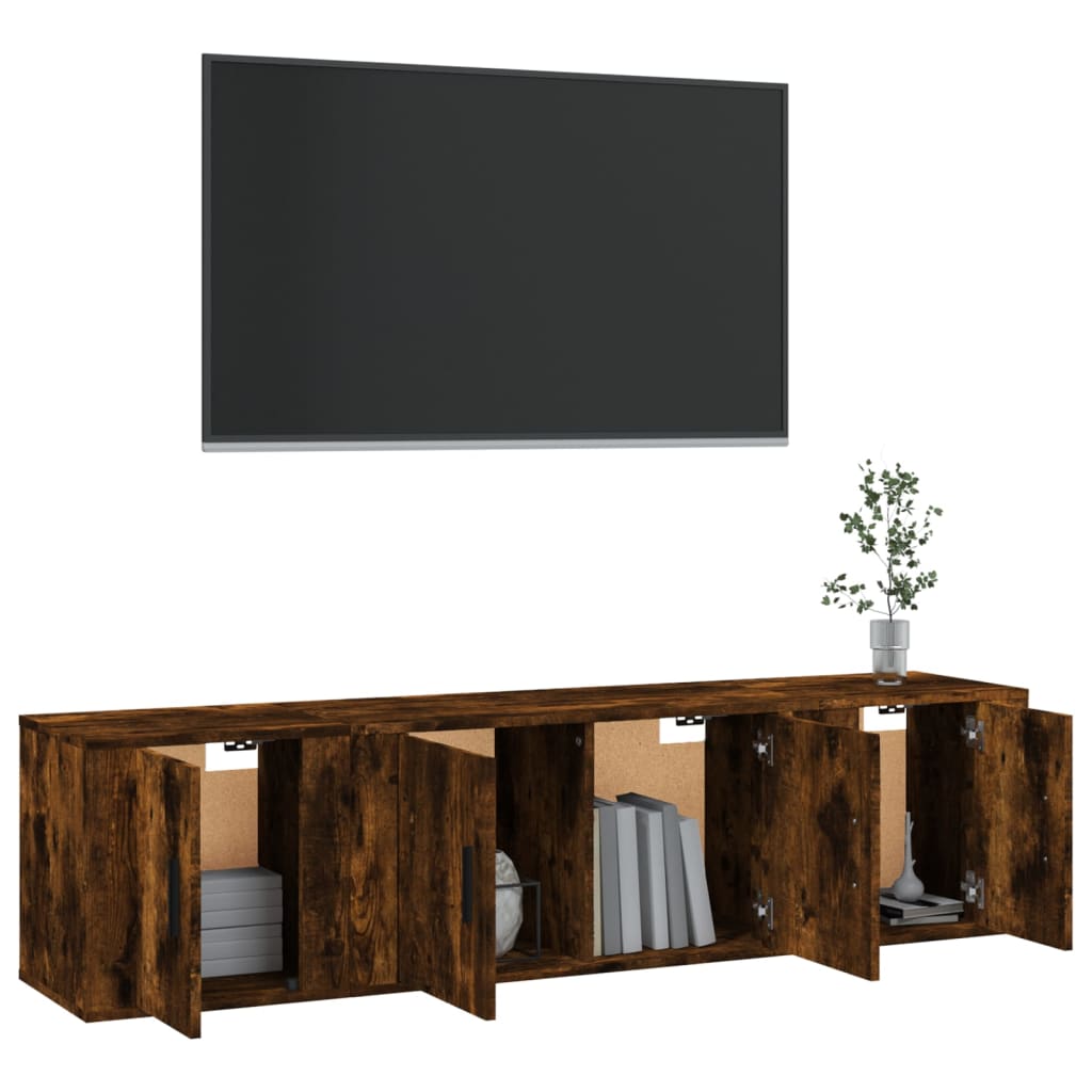 TV cabinet set, 3-piece, smoked oak, wood