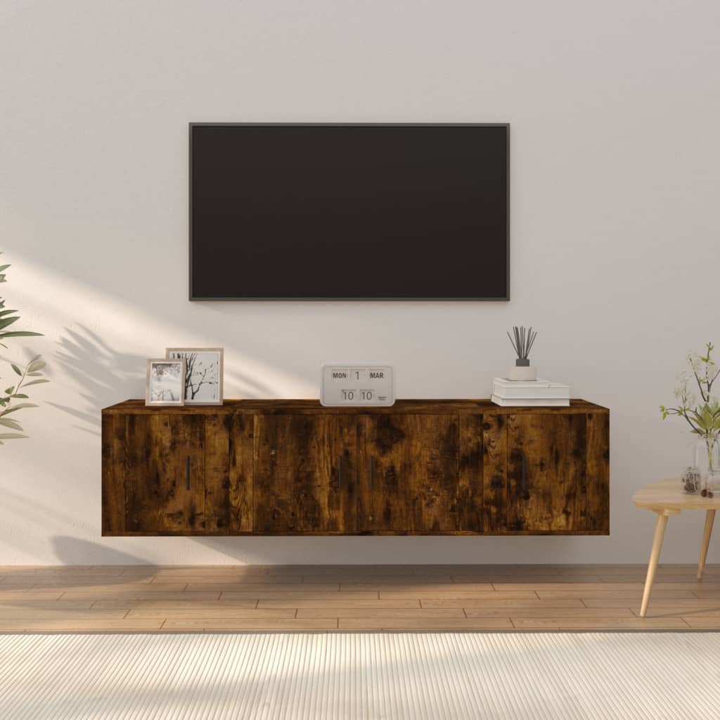 TV cabinet set, 3-piece, smoked oak, wood