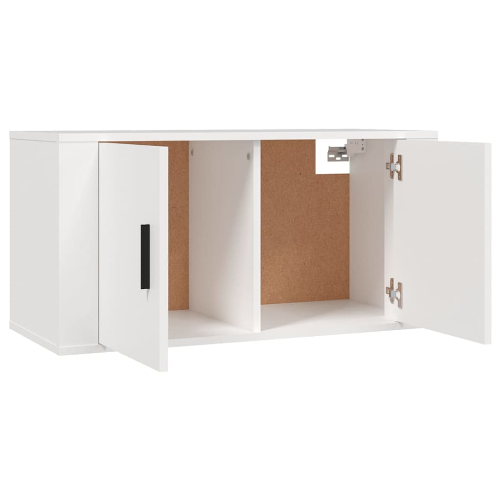 TV Cabinet Set, 2-Piece, White, Wood
