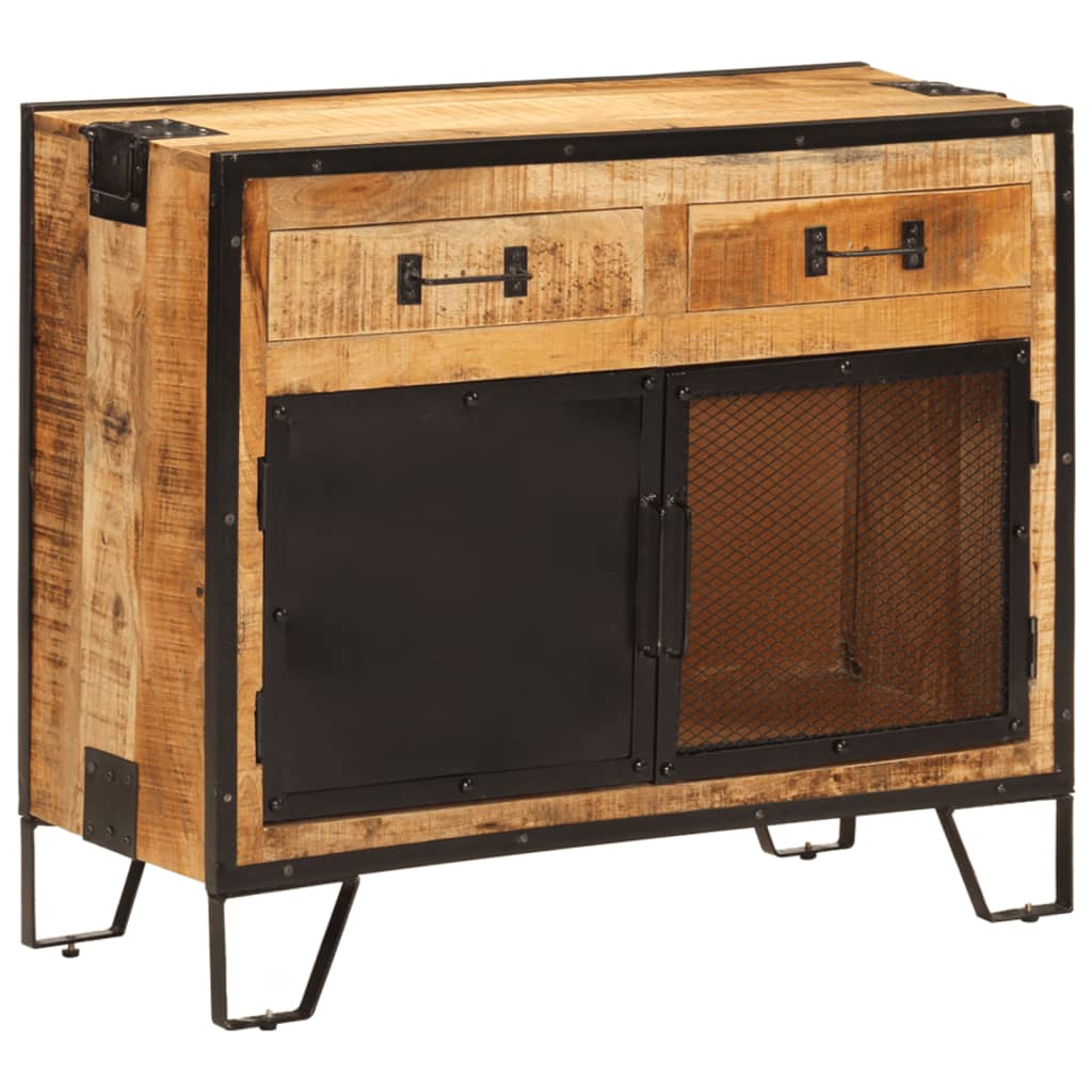 Sānu skapītis, 80x31x66cm, neapstrādāts mango masīvkoks/metāls