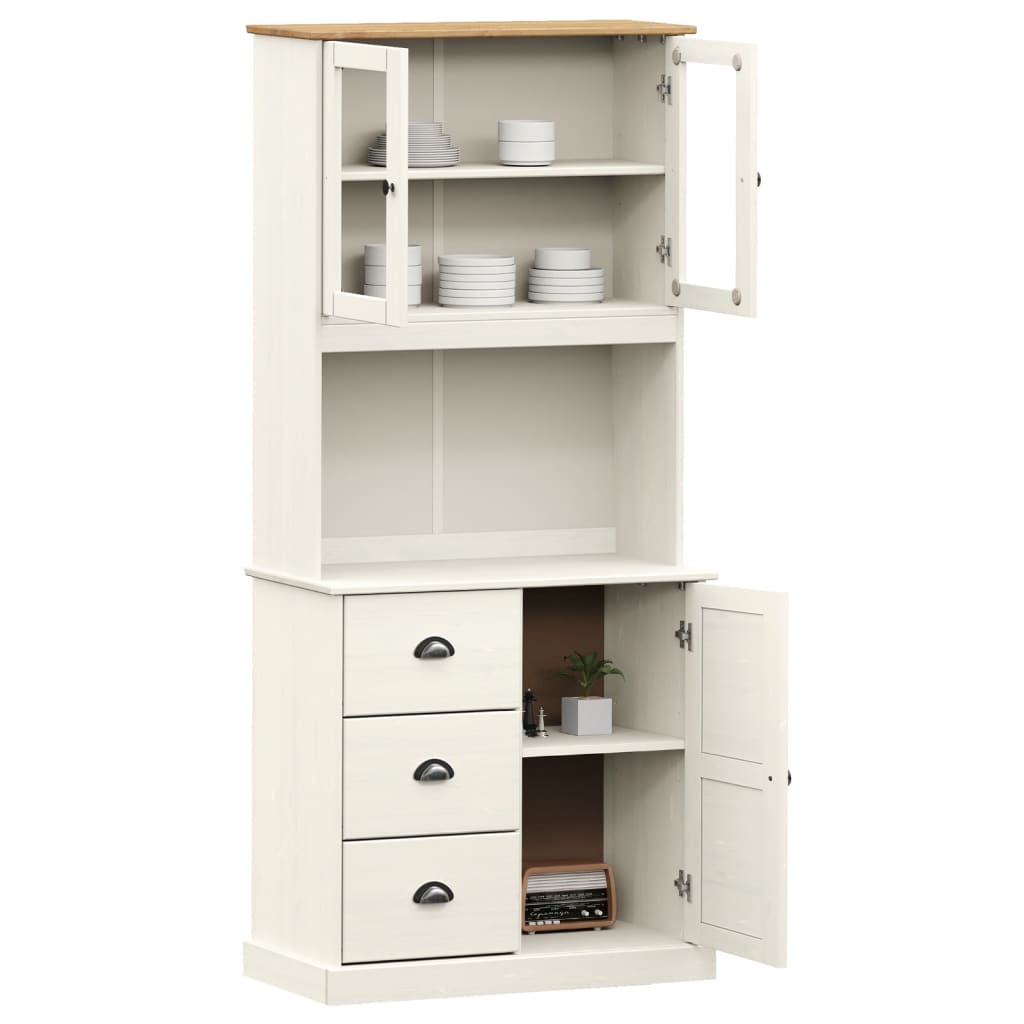 Kumode VIGO, balta, 78x40x175cm, priedes masīvkoks